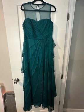 Elegant Teal Chiffon Evening Dress - Sleeveless Layered Gown